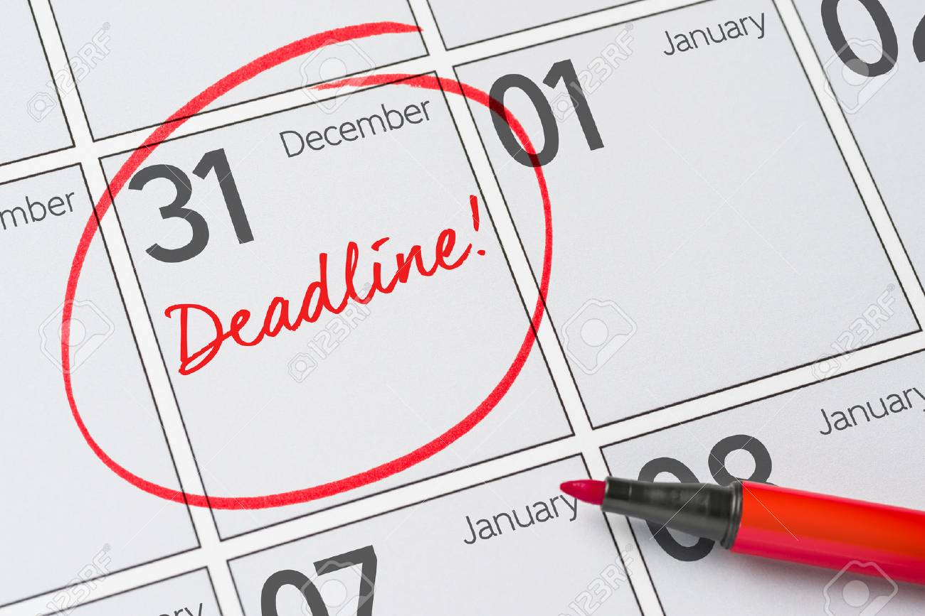 Deadline Written On A Calendar - December 31 Stock Photo, Picture ...