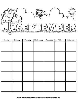 calendar for kindergarten worksheet