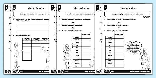 The Calendar Differentiated Worksheets (teacher made)