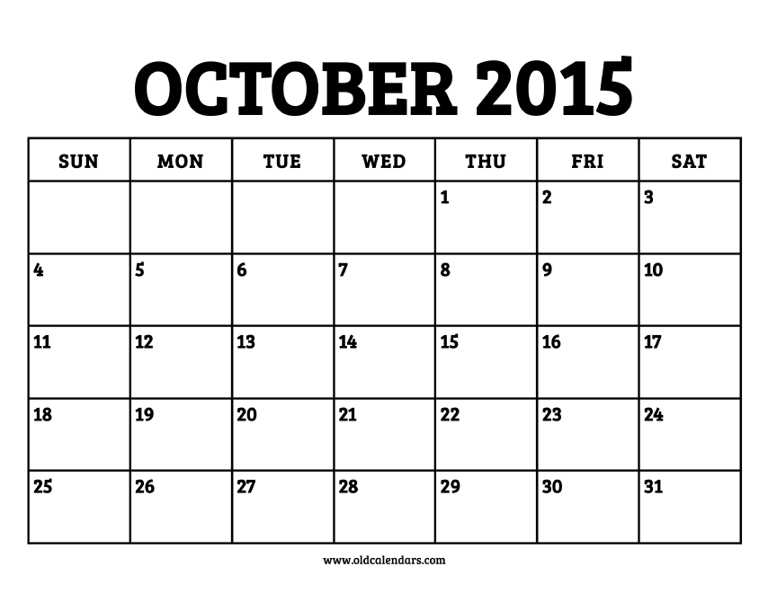 Calendar October 2015 - Printable Old Calendars