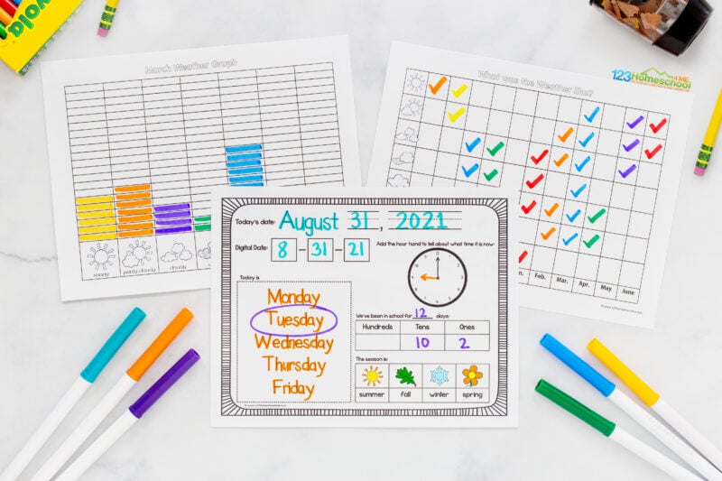 calendar skills worksheet for kindergarten