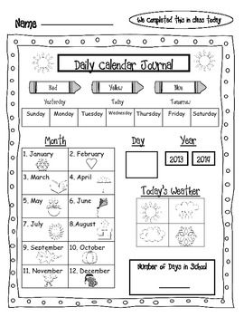 calendar skills worksheet for kindergarten
