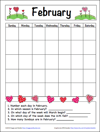 Calendar Worksheets -Worksheets Library