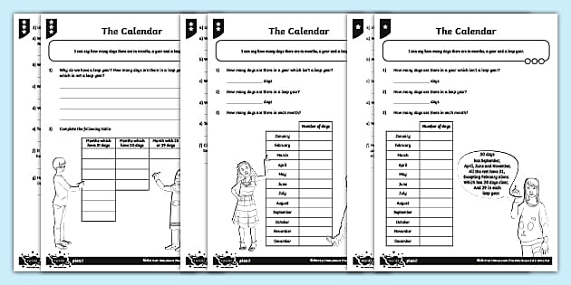 calendar worksheet pdf