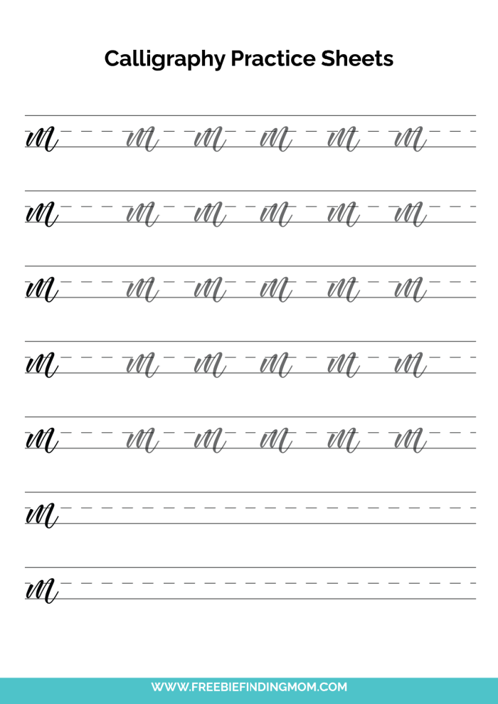 Free Beginner Calligraphy Practice Sheets (PDFs) - Freebie Finding Mom