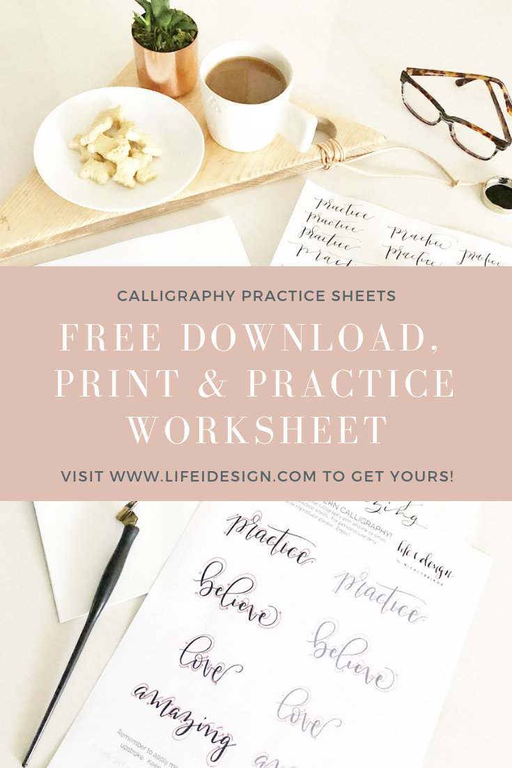 Free Calligraphy Worksheet to help you practice more — Nicki ...