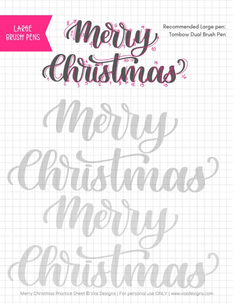 Merry Christmas Calligraphy Tutorial + FREE Worksheet