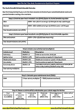 Burn the Fat, Feed the Muscle Calorie Customization Worksheet ...