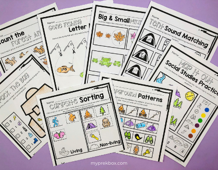 Free Camping Themed Preschool Worksheets