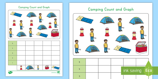 Camping Count and Graph Activity (teacher made) - Twinkl