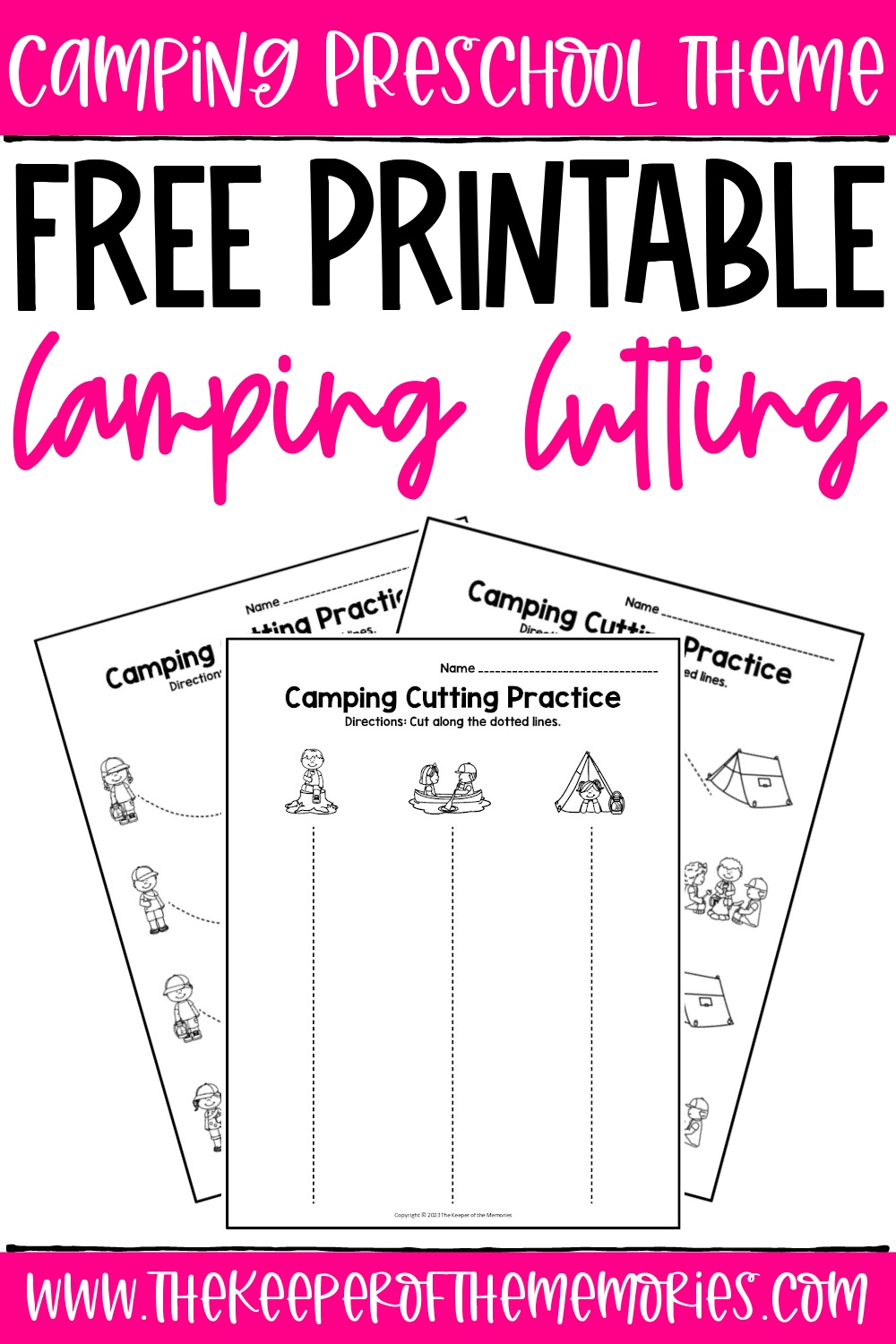 Camping Cutting Practice Worksheets