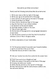 can you follow directions worksheet