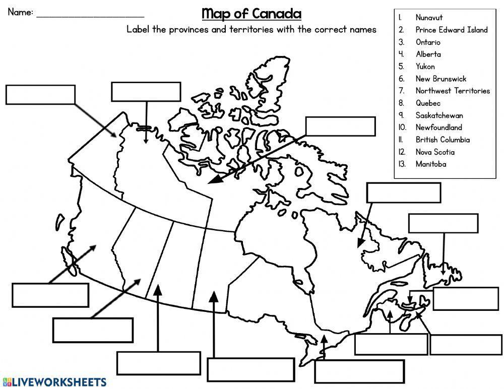 map-of-canada-interactive-worksheet-live-worksheets-worksheets-library for Free Printable Canada Worksheets Pdf Map of Canada interactive worksheet | Live Worksheets - Worksheets Library for Free Printable Canada Worksheets Pdf