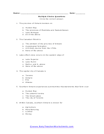 Canada Worksheets