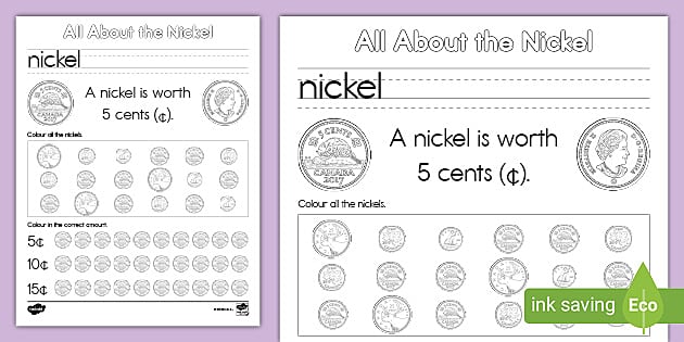 FREE! - All About the Nickel Activity Worksheet - Math Resources