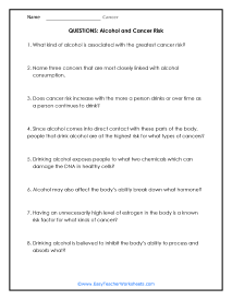 Cancer Worksheets