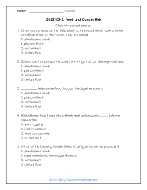 cancer worksheet