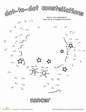 Dot to Dot Constellation: Cancer | Worksheet 