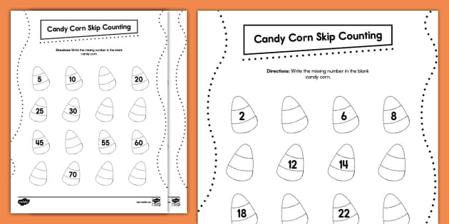 Halloween Candy Corn Skip Counting by 2s and 5s Activity