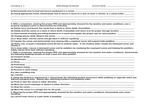 canoeing merit badge worksheet