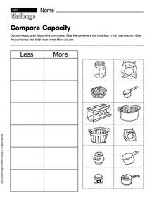 capacity worksheet for preschool