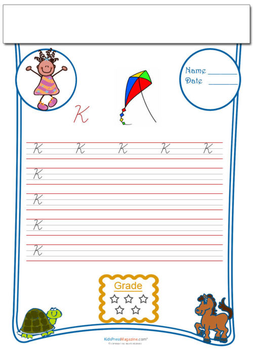 Cursive Writing Worksheet Letter K - KidsPressMagazine.com