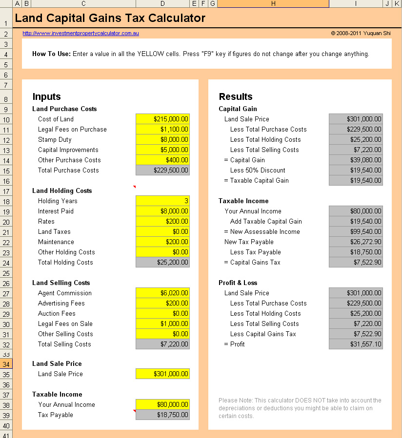 capital gain tax worksheet