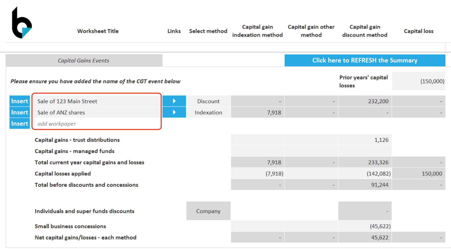 capital gain tax worksheet