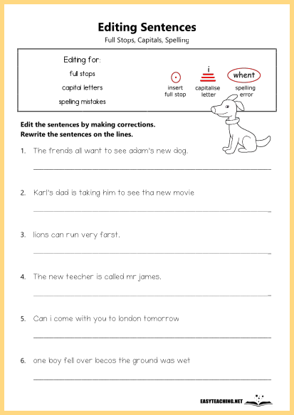 capital letters and punctuation worksheet