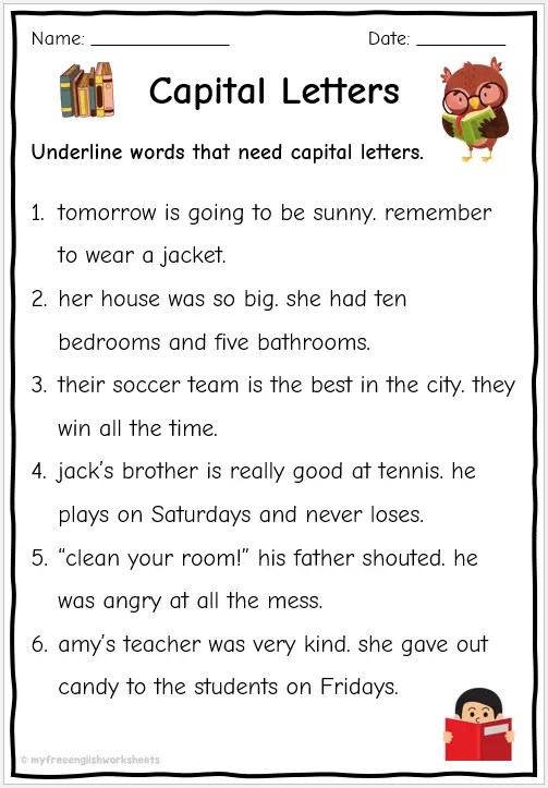 Capital Letters Worksheets | Free English Worksheets