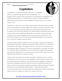 Capitalism Worksheets