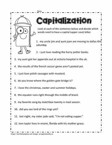 Capital Letters Worksheet 2 Worksheets