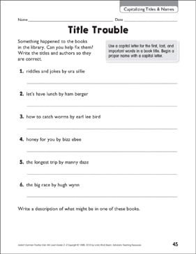 capitalization in titles worksheet