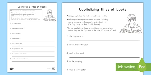 capitalization in titles worksheet