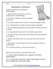 Capitalization in Sentences Worksheet for 2nd - 5th Grade | Lesson ...