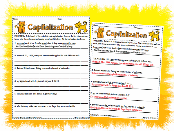 Capitalization Worksheet Printable Worksheet with Answer Key ...