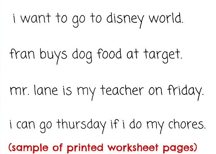 Capitalization worksheets and activity with stickers for kids!