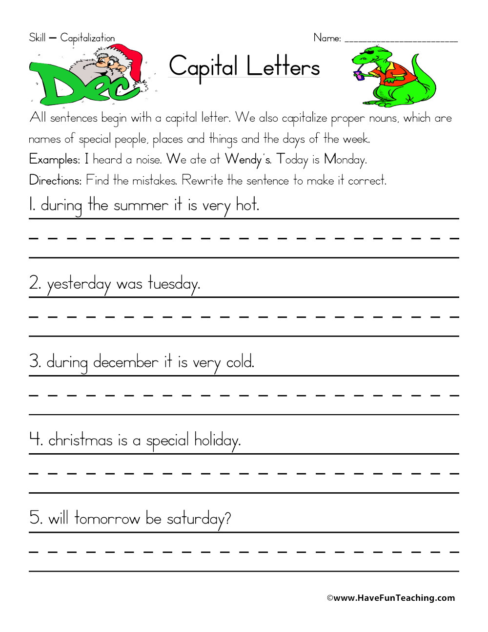 Capitalization Bundle K, 1st, And 2nd Grade, 47% OFF - Worksheets Library