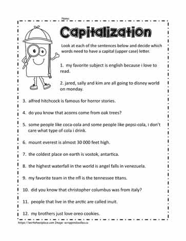 Capital Letters Worksheet 4 Worksheets