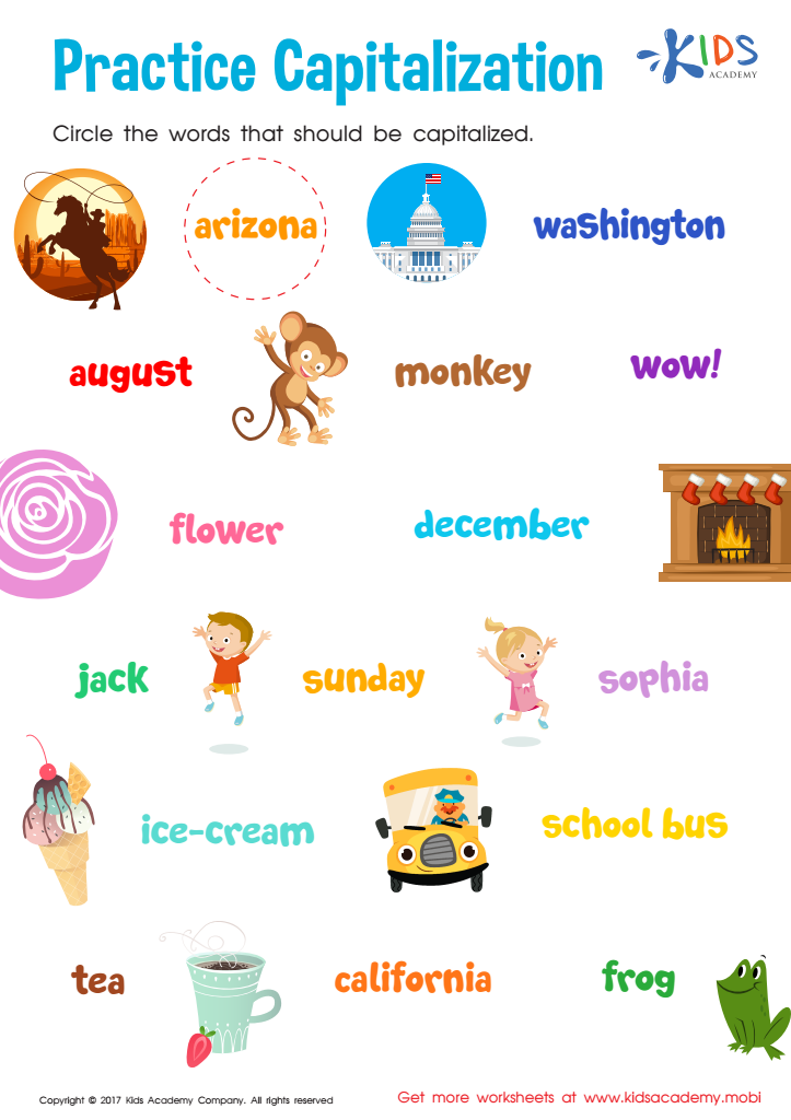 capitalization worksheet for 1st grade