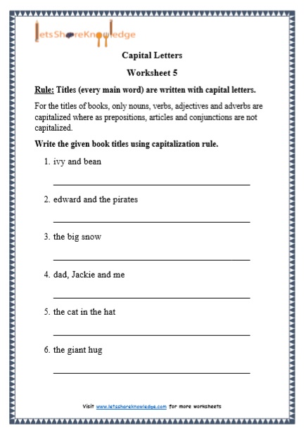 Grade 1 Grammar: Capital Letters printable worksheets - Lets Share ...