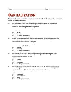 Capitalization Worksheet for 6th - 8th Grade | Lesson Planet