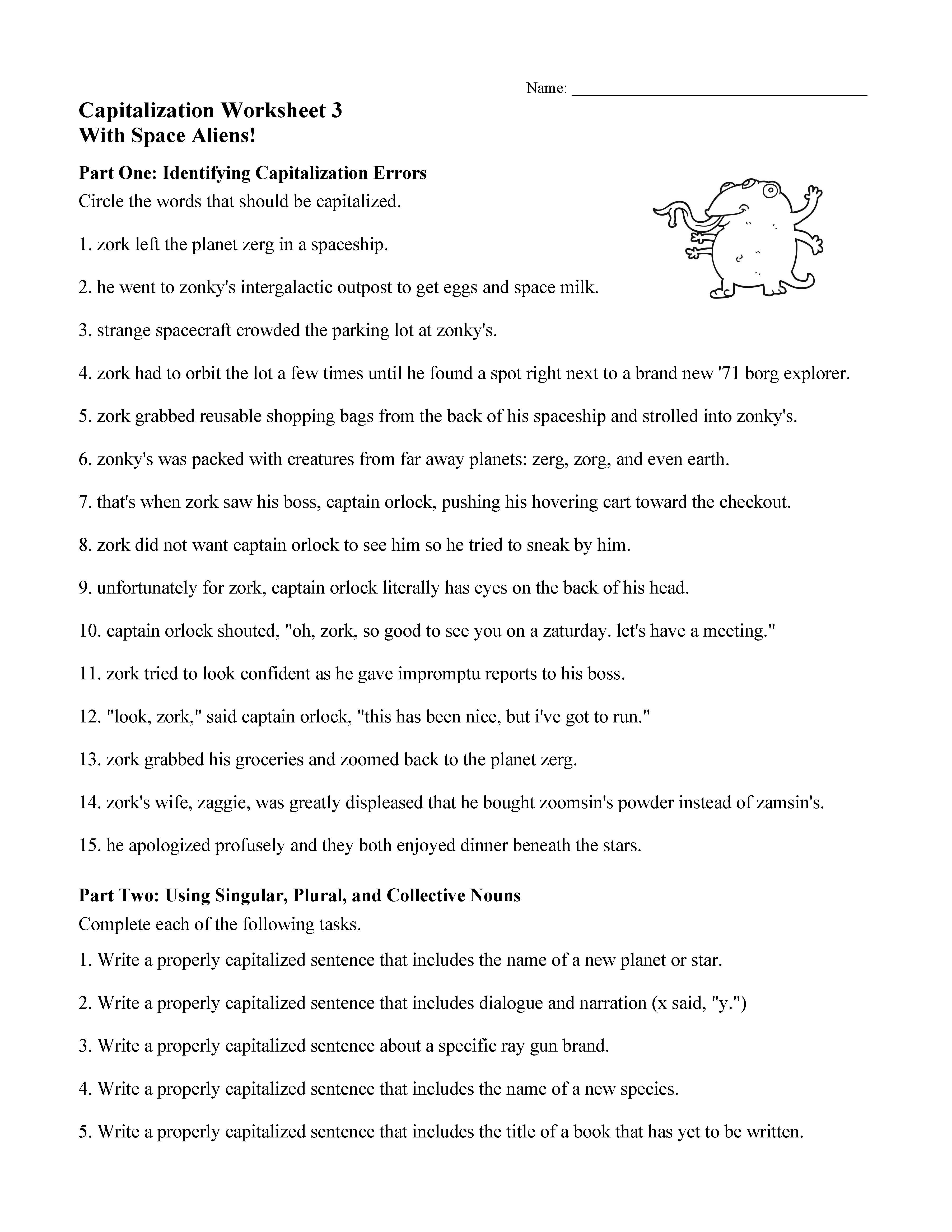 Capitalization Worksheet 3 | Grammar Activity
