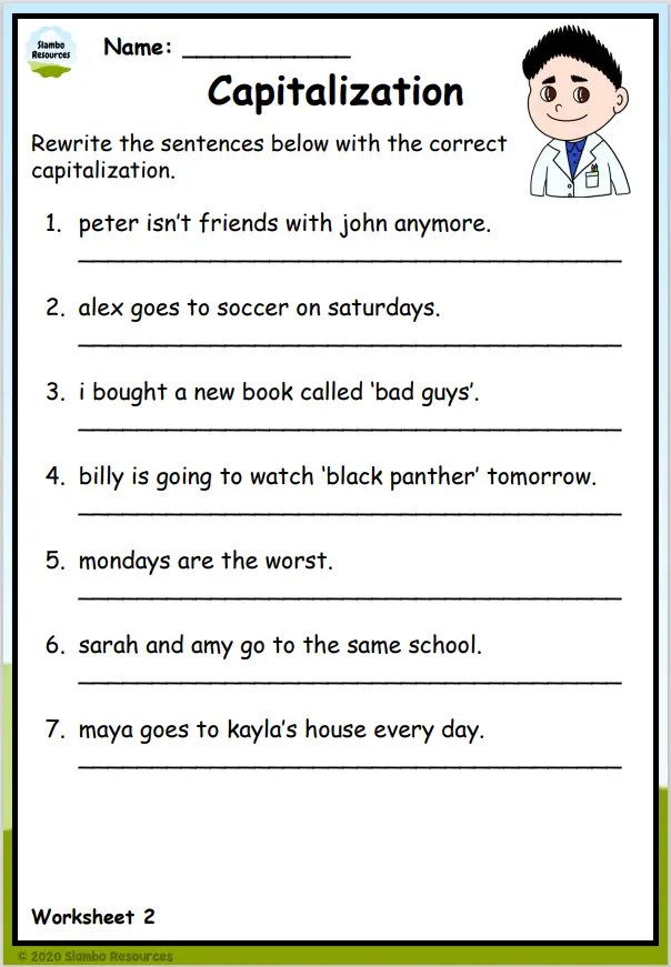 Grade 3 Capitalization Worksheets | Free Printables | Worksheets