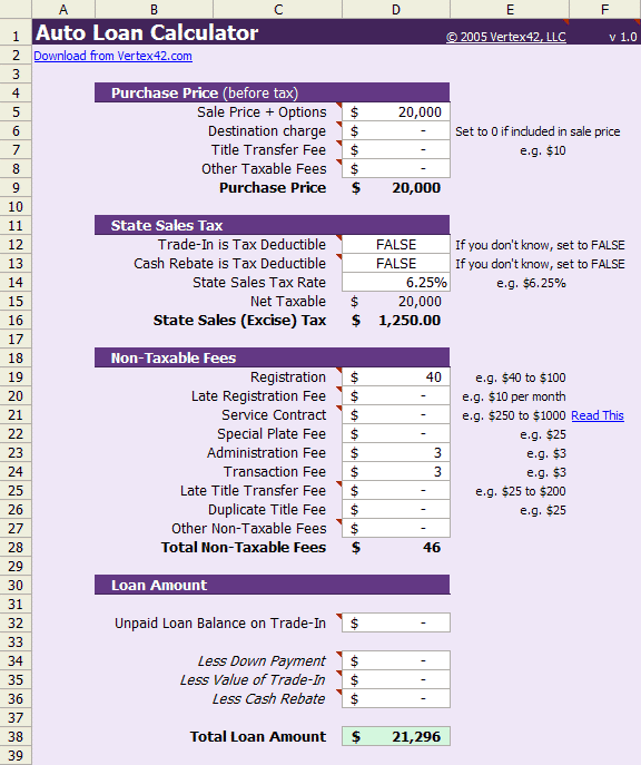 Auto Loan Calculator - Free Auto Loan Payment Calculator for Excel
