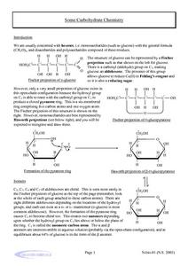 Carbohydrate Chemistry Worksheet for 9th - 10th Grade | Lesson Planet