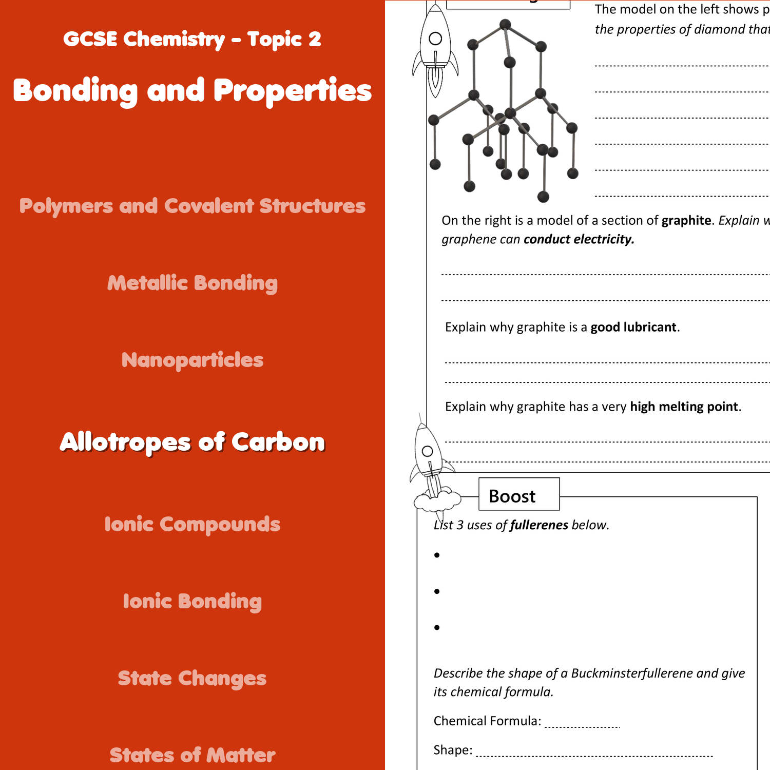 Allotropes of Carbon Home Learning Worksheet GCSE