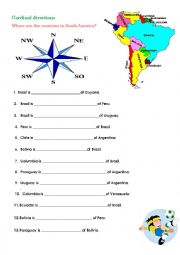 The cardinal directions - ESL worksheet by Sunshinenikki
