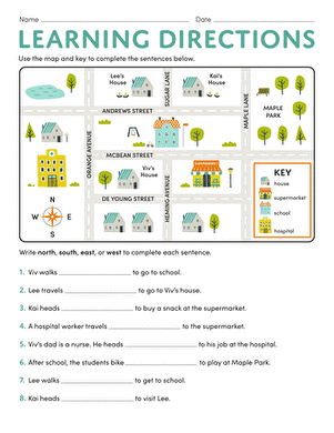 cardinal directions worksheet 1st grade