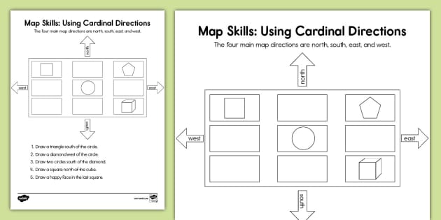 Second Grade Map Skills: Using Cardinal Directions Activity